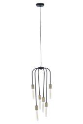 Orsina 6 Bulb Black Pendant Light, Hanging Light With Six Suspended Bulbs, Overhead Lighting For Modern Interiors - thumbnail 1