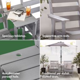 VonHaus Waterproof HDPE Jack & Jill Garden Bench Seat in Grey - thumbnail 6