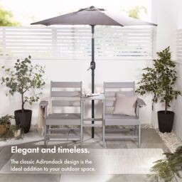 VonHaus Waterproof HDPE Jack & Jill Garden Bench Seat in Grey - thumbnail 5