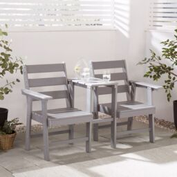 VonHaus Waterproof HDPE Jack & Jill Garden Bench Seat in Grey - thumbnail 1
