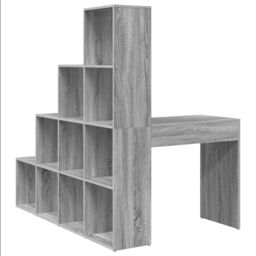 Berkfield Home Corner Desk with Shelf with Storage Grey sonoma 101.5 x 149.5 x 149.5 cm - thumbnail 6