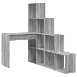 Berkfield Home Corner Desk with Shelf with Storage Grey sonoma 101.5 x 149.5 x 149.5 cm - thumbnail 2