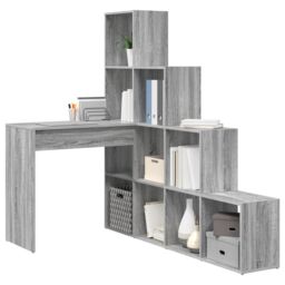 Berkfield Home Corner Desk with Shelf with Storage Grey sonoma 101.5 x 149.5 x 149.5 cm - thumbnail 3