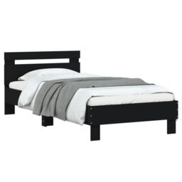 Berkfield Home Bed Frame without Mattress with Headboard Black 75x190 cm Small Single - thumbnail 4