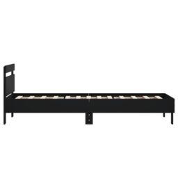 Berkfield Home Bed Frame without Mattress with Headboard Black 75x190 cm Small Single - thumbnail 6