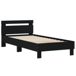 Berkfield Home Bed Frame without Mattress with Headboard Black 75x190 cm Small Single - thumbnail 3