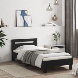 Berkfield Home Bed Frame without Mattress with Headboard Black 75x190 cm Small Single