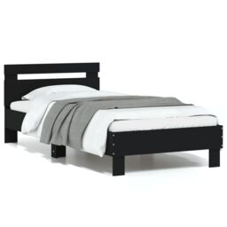 Berkfield Home Bed Frame without Mattress with Headboard Black 75x190 cm Small Single - thumbnail 2