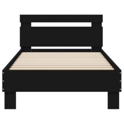 Berkfield Home Bed Frame without Mattress with Headboard Black 75x190 cm Small Single - thumbnail 5