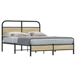 Berkfield Home Bed Frame without Mattress 120x190 cm Small Double Sonoma Oak Engineered Wood in Brown - thumbnail 1