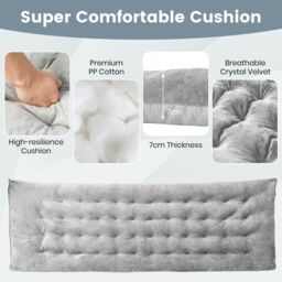 Costway Outdoor Camping Cot Pads Crystal Velvet Sleeping Pads Mattress Lounge Chair Cushion in Grey - thumbnail 4
