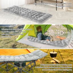Costway Outdoor Camping Cot Pads Crystal Velvet Sleeping Pads Mattress Lounge Chair Cushion in Grey - thumbnail 5