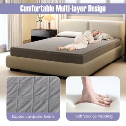 Gymax King Size Mattress Pad Velvet Mattress Topper With Deep Pocket in Grey - thumbnail 5