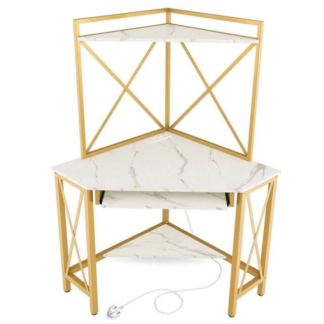 Kelvenix Corner Writing Desk Home Office in White - Size: 0.6m2 - image 1