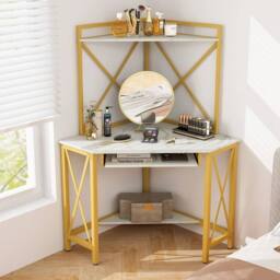 Kelvenix Corner Writing Desk Home Office in White - Size: 0.6m2 - thumbnail 5