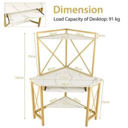 Kelvenix Corner Writing Desk Home Office in White - Size: 0.6m2 - thumbnail 2