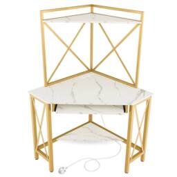 Kelvenix Corner Writing Desk Home Office in White - Size: 0.6m2