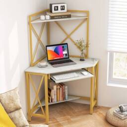 Kelvenix Corner Writing Desk Home Office in White - Size: 0.6m2 - thumbnail 3