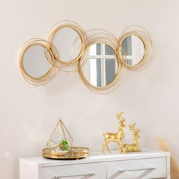 HOMCOM Metal Wall Art Decorative Mirror Decor Modern Wall Sculpture in Gold