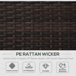 OUTSUNNY Rattan Garden Armchair, Cushioned Single Rattan Chair in Brown - thumbnail 4