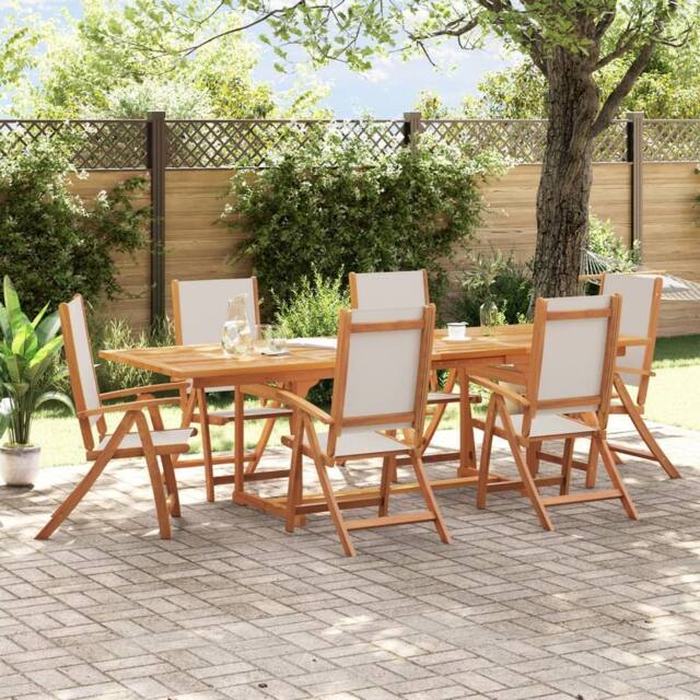 Berkfield Home 7 Piece Garden Dining Set Solid Wood Acacia & Textilene in Brown - image 1
