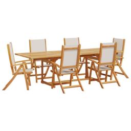 Berkfield Home 7 Piece Garden Dining Set Solid Wood Acacia & Textilene in Brown - thumbnail 2