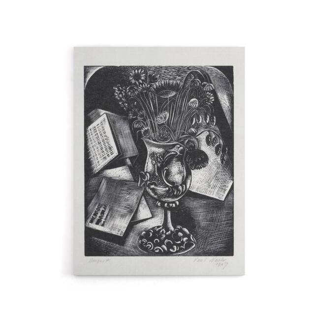 "Artery8 Flower Bouquet Black White Still Life Nash Canvas Wall Art Print - Size: W12"" x H16""" - image 1