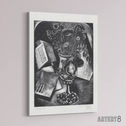 "Artery8 Flower Bouquet Black White Still Life Nash Canvas Wall Art Print - Size: W12"" x H16""" - thumbnail 2