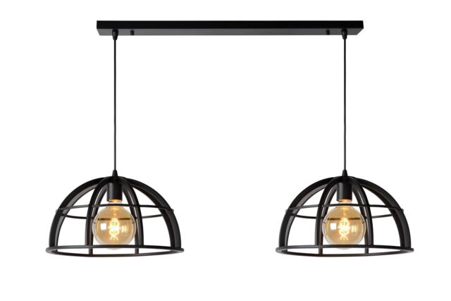 Lucide 'DIKRA' Dimmable Adjustable Stylish Indoor Bar Pendant Light 2xE27 in Black - image 1