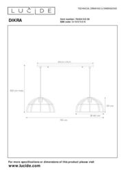 Lucide 'DIKRA' Dimmable Adjustable Stylish Indoor Bar Pendant Light 2xE27 in Black - thumbnail 6