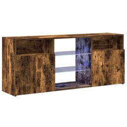 Berkfield Home TV Cabinet with LED Lights Smoked Oak 120x30x50 cm in Brown - Size: 120 x 30 x 50 cm - thumbnail 3