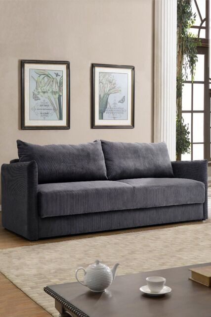 206cm W 3-Seater Corduroy Sleeper Sofa Bed