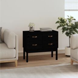 Berkfield Home Console Cabinet Black 90x40x78 cm Solid Wood Pine - Size: 90 x 40 x 78 cm - thumbnail 1