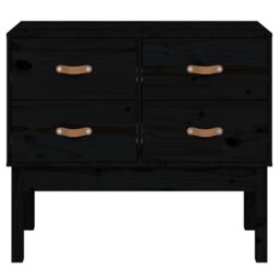 Berkfield Home Console Cabinet Black 90x40x78 cm Solid Wood Pine - Size: 90 x 40 x 78 cm - thumbnail 3