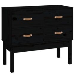 Berkfield Home Console Cabinet Black 90x40x78 cm Solid Wood Pine - Size: 90 x 40 x 78 cm - thumbnail 2