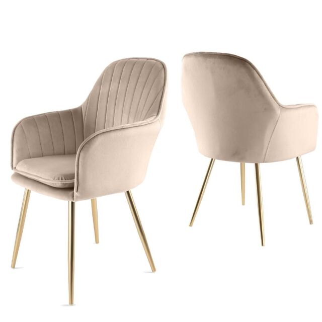 Genesis Muse Velvet Accent Chairs Pair Upholstered Modern Chairs with Backrest in Taupe - Size: 2 Pack - image 1
