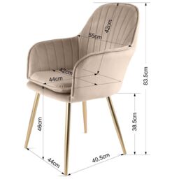 Genesis Muse Velvet Accent Chairs Pair Upholstered Modern Chairs with Backrest in Taupe - Size: 2 Pack - thumbnail 3