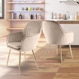 Genesis Muse Velvet Accent Chairs Pair Upholstered Modern Chairs with Backrest in Taupe - Size: 2 Pack - thumbnail 2