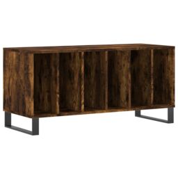 Berkfield Home Record Cabinet Smoked Oak 100x38x48 cm Engineered Wood in Brown - Size: 100 x 38 x 48 cm - thumbnail 2