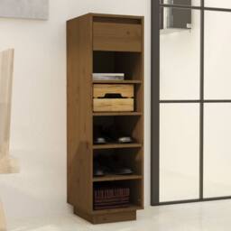 Berkfield Home Shoe Cabinet Honey Brown 30x34x105 cm Solid Wood Pine - Size: 30 x 34 x 105 cm - thumbnail 8