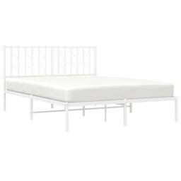 Berkfield Home Metal Bed Frame without Mattress with Headboard White 140x190cm - Size: 140x190 cm - thumbnail 3