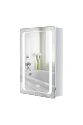 H&O Direct Smart Rectangle Wall Mounted LED Bathroom Mirror Cabinet in Silver - thumbnail 6