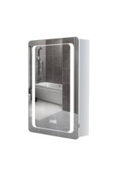 H&O Direct Smart Rectangle Wall Mounted LED Bathroom Mirror Cabinet in Silver - thumbnail 4