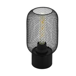 Loops Table Lamp Desk Light Black Steel Round Wire Mesh Shade 1 x 60W E27 Bulb