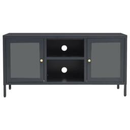Berkfield Home TV Cabinet Anthracite 105x35x52 cm Steel & Glass in Charcoal - Size: 105 x 35 x 52 cm