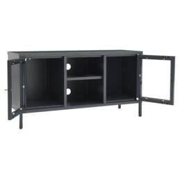 Berkfield Home TV Cabinet Anthracite 105x35x52 cm Steel & Glass in Charcoal - Size: 105 x 35 x 52 cm - thumbnail 6