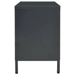 Berkfield Home TV Cabinet Anthracite 105x35x52 cm Steel & Glass in Charcoal - Size: 105 x 35 x 52 cm - thumbnail 4