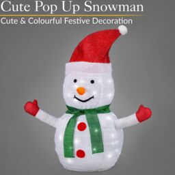Christow Pop Up LED Christmas Decoration Light Up Snowman Battery Operated - thumbnail 3