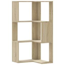 Berkfield Home Corner Bookcase 3-Tier Sonoma Oak 50x50x102 cm Engineered Wood in Light Brown - Size: 50 x 50 x 102 cm - thumbnail 1