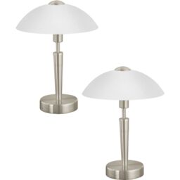 Loops 2 PACK Table Lamp Colour Satin Nickel Shade White Satinized Glass E14 1x60W in Metallics
